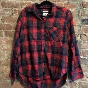 American Eagle Red and Navy Flannel Shirt